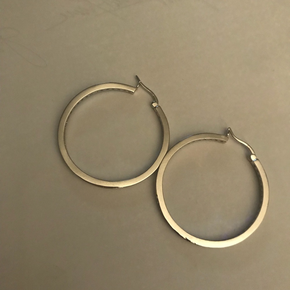 CZ silver colored hoops